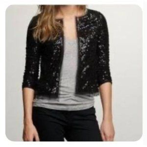 NWT J. Crew Large Black Sequin Mess Cardigan 3/4 Length Sleeve Sweater